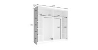 Chambre complète VELTIS – Lit 160x200 LED avec sommier + armoire + commode + chevets – Chêne Wellington