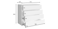 Chambre complète VELTIS – Lit 160x200 LED avec sommier + armoire + commode + chevets – Chêne Wellington