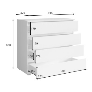 Chambre complète VELTIS – Lit 160x200 LED avec sommier + armoire + commode + chevets – Chêne Wellington
