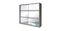 Chambre complète VELTIS – Lit 180x200 LED avec sommier + armoire + commode + chevets – Frêne noir