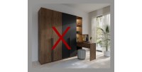Extension coiffeuse NORVIK – Avec miroir, tiroir, LED intégrée et niches de rangement – Noyer et noir