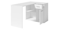 Bureau d’angle LYMA blanc – 1 tiroir, 1 porte et 2 niches – Compact, pratique et moderne