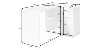 Bureau d’angle LYMA blanc – 1 tiroir, 1 porte et 2 niches – Compact, pratique et moderne