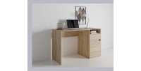 Bureau BILOU chêne Sonoma – 1 tiroir, 1 porte et 2 niches – Style bois clair et design pratique