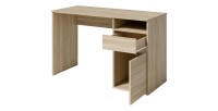 Bureau BILOU chêne Sonoma – 1 tiroir, 1 porte et 2 niches – Style bois clair et design pratique