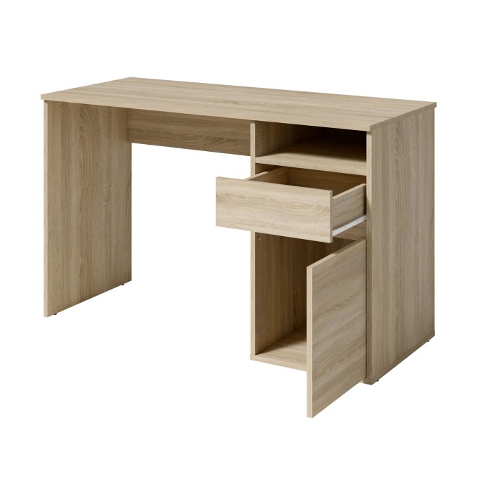 Bureau BILOU Sonoma eiken - 1 lade, 1 deur en 2 vakken - Stijl licht hout en praktisch design