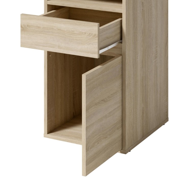 Bureau BILOU Sonoma eiken - 1 lade, 1 deur en 2 vakken - Stijl licht hout en praktisch design