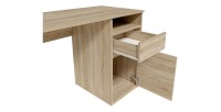 Bureau BILOU chêne Sonoma – 1 tiroir, 1 porte et 2 niches – Style bois clair et design pratique