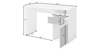 Bureau BILOU chêne et blanc – 1 tiroir, 1 porte et 2 niches – Design bicolore et rangements pratiques
