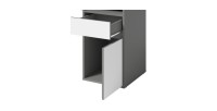 Bureau BILOU gris et blanc – 1 tiroir, 1 porte et 2 niches – Look moderne et rangement pratique