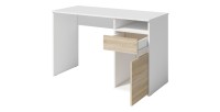 Bureau BILOU blanc avec tiroir et porte chêne clair – Compact et lumineux pour enfant
