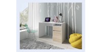 Bureau BILOU blanc avec tiroir et porte chêne clair – Compact et lumineux pour enfant