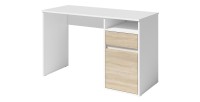 Bureau BILOU blanc avec tiroir et porte chêne clair – Compact et lumineux pour enfant