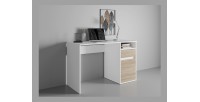 Bureau BILOU blanc avec tiroir et porte chêne clair – Compact et lumineux pour enfant