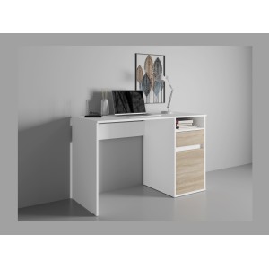 Bureau BILOU blanc avec tiroir et porte chêne clair – Compact et lumineux pour enfant