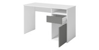 Bureau BILOU blanc avec tiroir et porte gris anthracite – Design épuré et moderne pour enfant