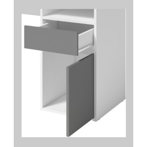 Bureau BILOU blanc avec tiroir et porte gris anthracite – Design épuré et moderne pour enfant