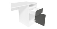 Bureau BILOU blanc avec tiroir et porte gris anthracite – Design épuré et moderne pour enfant