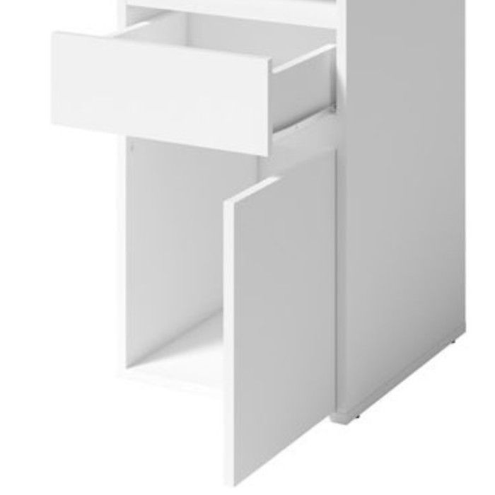 Bureau BILOU wit – 1 lade, 1 deur en 2 vakken – Strakke en heldere look voor kinderkamer