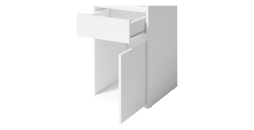 Bureau BILOU blanc – 1 tiroir, 1 porte et 2 niches