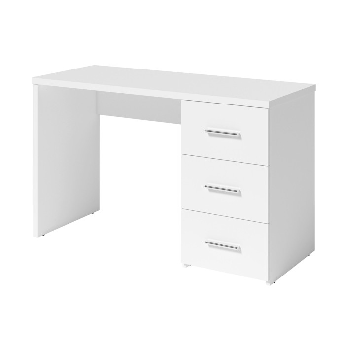 Bureau LUNIS blanc – 3 grands tiroirs – Design minimaliste et rangement généreux