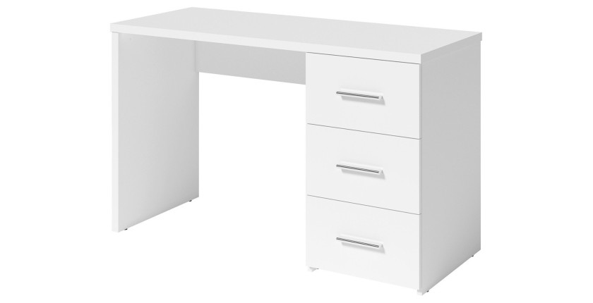 Bureau LUNIS blanc – 3 grands tiroirs – Design minimaliste et rangement généreux