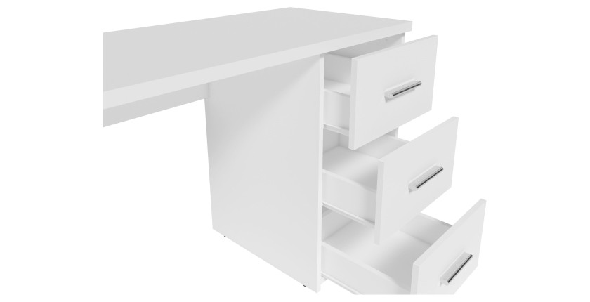 Bureau LUNIS blanc – 3 grands tiroirs