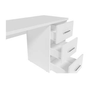 Bureau LUNIS blanc – 3 grands tiroirs