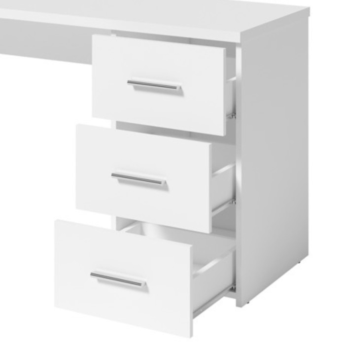 Bureau LUNIS wit - 3 grote lades - Minimalistisch ontwerp en ruime opbergruimte