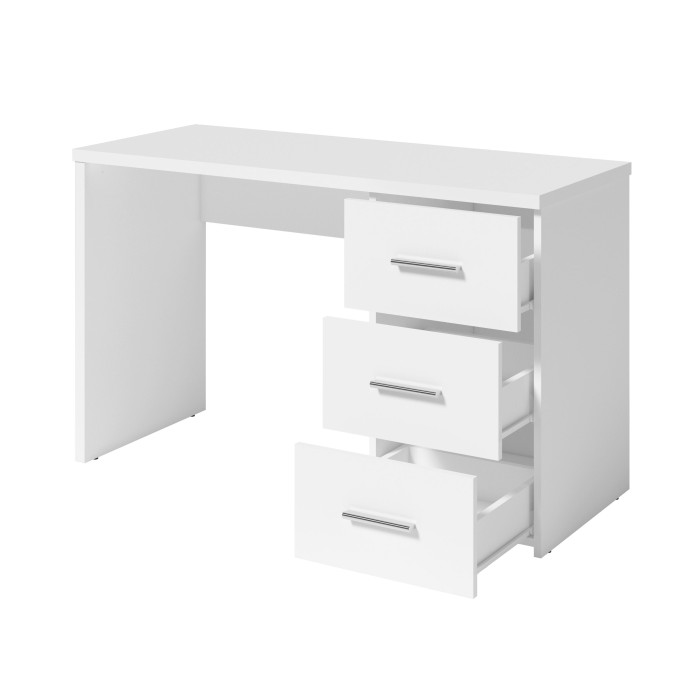 Bureau LUNIS wit - 3 grote lades - Minimalistisch ontwerp en ruime opbergruimte