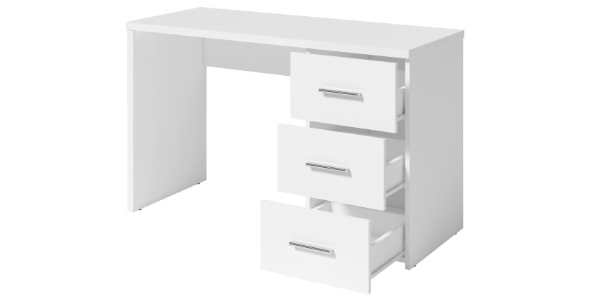 Bureau LUNIS blanc – 3 tiroirs spacieux pour un rangement structuré au quotidien