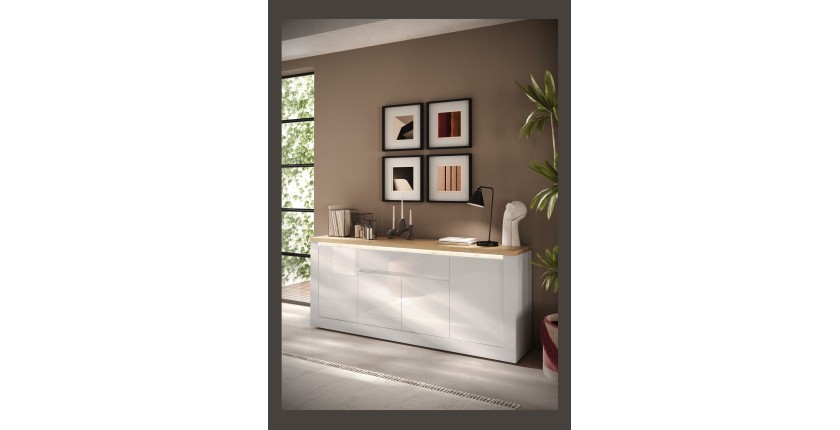 copy of Buffet BRAZZA 1 Tür 3 Schubladen – Kompakter Walnuss-Satin-Stauraum – Sichtbare Fächer – 119 cm