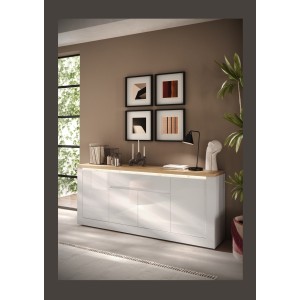 copy of Buffet BRAZZA 1 Tür 3 Schubladen – Kompakter Walnuss-Satin-Stauraum – Sichtbare Fächer – 119 cm