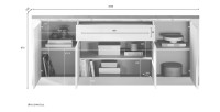 copy of Buffet BRAZZA 1 Tür 3 Schubladen – Kompakter Walnuss-Satin-Stauraum – Sichtbare Fächer – 119 cm