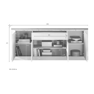 copy of Buffet BRAZZA 1 Tür 3 Schubladen – Kompakter Walnuss-Satin-Stauraum – Sichtbare Fächer – 119 cm