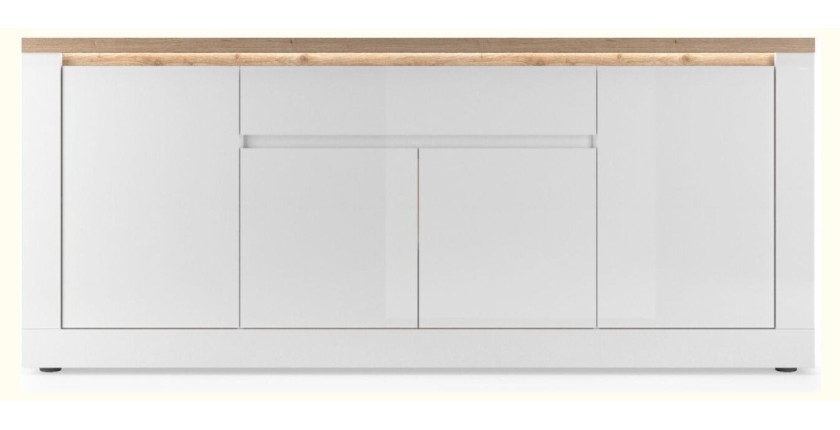 copy of Buffet BRAZZA 1 Tür 3 Schubladen – Kompakter Walnuss-Satin-Stauraum – Sichtbare Fächer – 119 cm