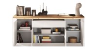copy of Buffet BRAZZA 1 Tür 3 Schubladen – Kompakter Walnuss-Satin-Stauraum – Sichtbare Fächer – 119 cm