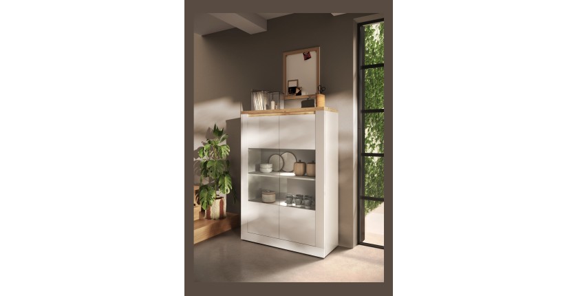 copy of Vitrine 1 Tür links BRAZZA – Öffnung rechts – 5 Fächer – Verglaste Front Nussbaum Satin
