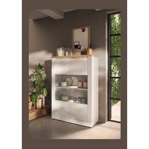 copy of Vitrine 1 Tür links BRAZZA – Öffnung rechts – 5 Fächer – Verglaste Front Nussbaum Satin