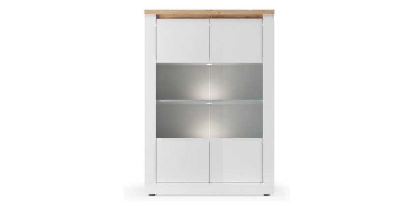 copy of Vitrine 1 Tür links BRAZZA – Öffnung rechts – 5 Fächer – Verglaste Front Nussbaum Satin
