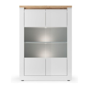 copy of Vitrine 1 Tür links BRAZZA – Öffnung rechts – 5 Fächer – Verglaste Front Nussbaum Satin