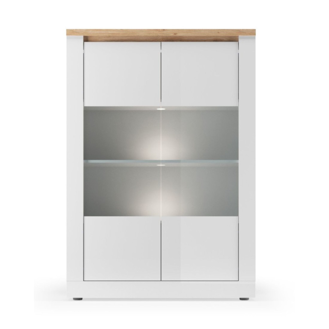 copy of Vitrine 1 Tür links BRAZZA – Öffnung rechts – 5 Fächer – Verglaste Front Nussbaum Satin