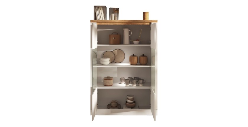 copy of Vitrine 1 Tür links BRAZZA – Öffnung rechts – 5 Fächer – Verglaste Front Nussbaum Satin