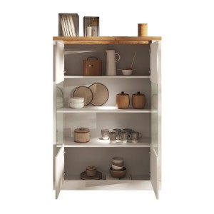 copy of Vitrine 1 Tür links BRAZZA – Öffnung rechts – 5 Fächer – Verglaste Front Nussbaum Satin