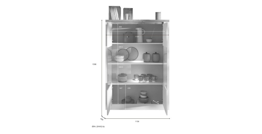 copy of Vitrine 1 Tür links BRAZZA – Öffnung rechts – 5 Fächer – Verglaste Front Nussbaum Satin