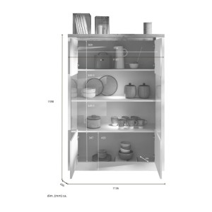 copy of Vitrine 1 Tür links BRAZZA – Öffnung rechts – 5 Fächer – Verglaste Front Nussbaum Satin