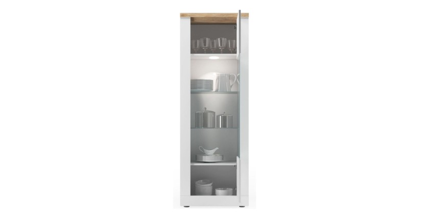 copy of Vitrine 1 Tür links BRAZZA – Öffnung rechts – 5 Fächer – Verglaste Front Nussbaum Satin