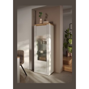 copy of Vitrine 1 Tür links BRAZZA – Öffnung rechts – 5 Fächer – Verglaste Front Nussbaum Satin