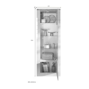 copy of Vitrine 1 Tür links BRAZZA – Öffnung rechts – 5 Fächer – Verglaste Front Nussbaum Satin