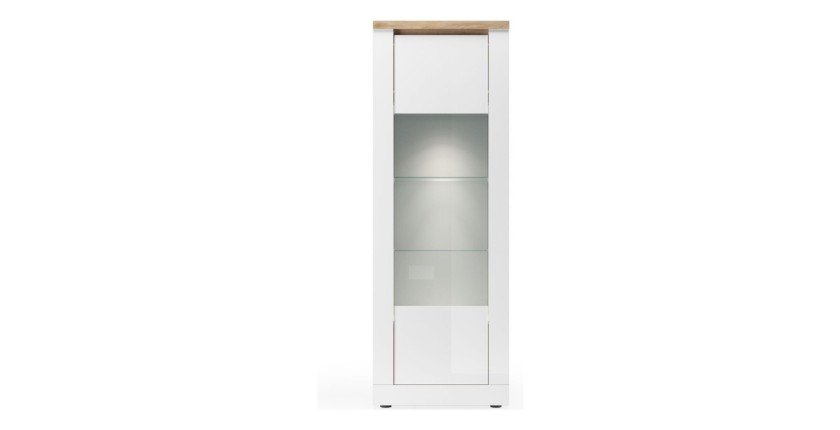 copy of Vitrine 1 Tür links BRAZZA – Öffnung rechts – 5 Fächer – Verglaste Front Nussbaum Satin